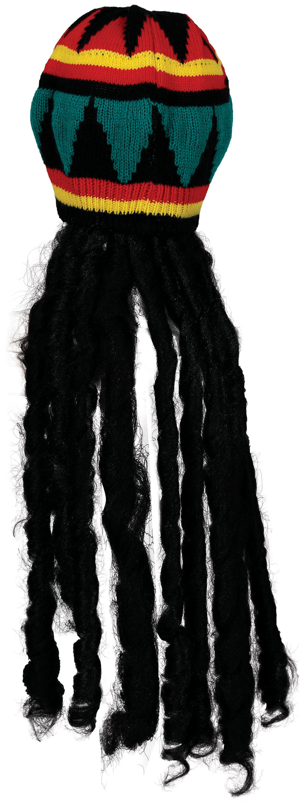 RASTA CAP WITH HAIR, ADULT