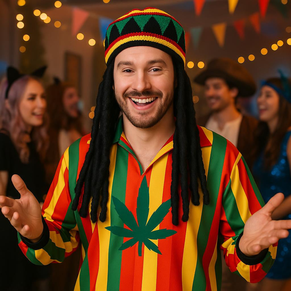 RASTA CAP WITH HAIR, ADULT