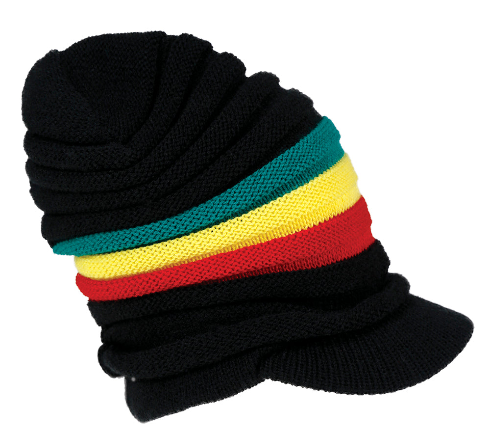 RASTA CAP WITH VISOR, ADULT
