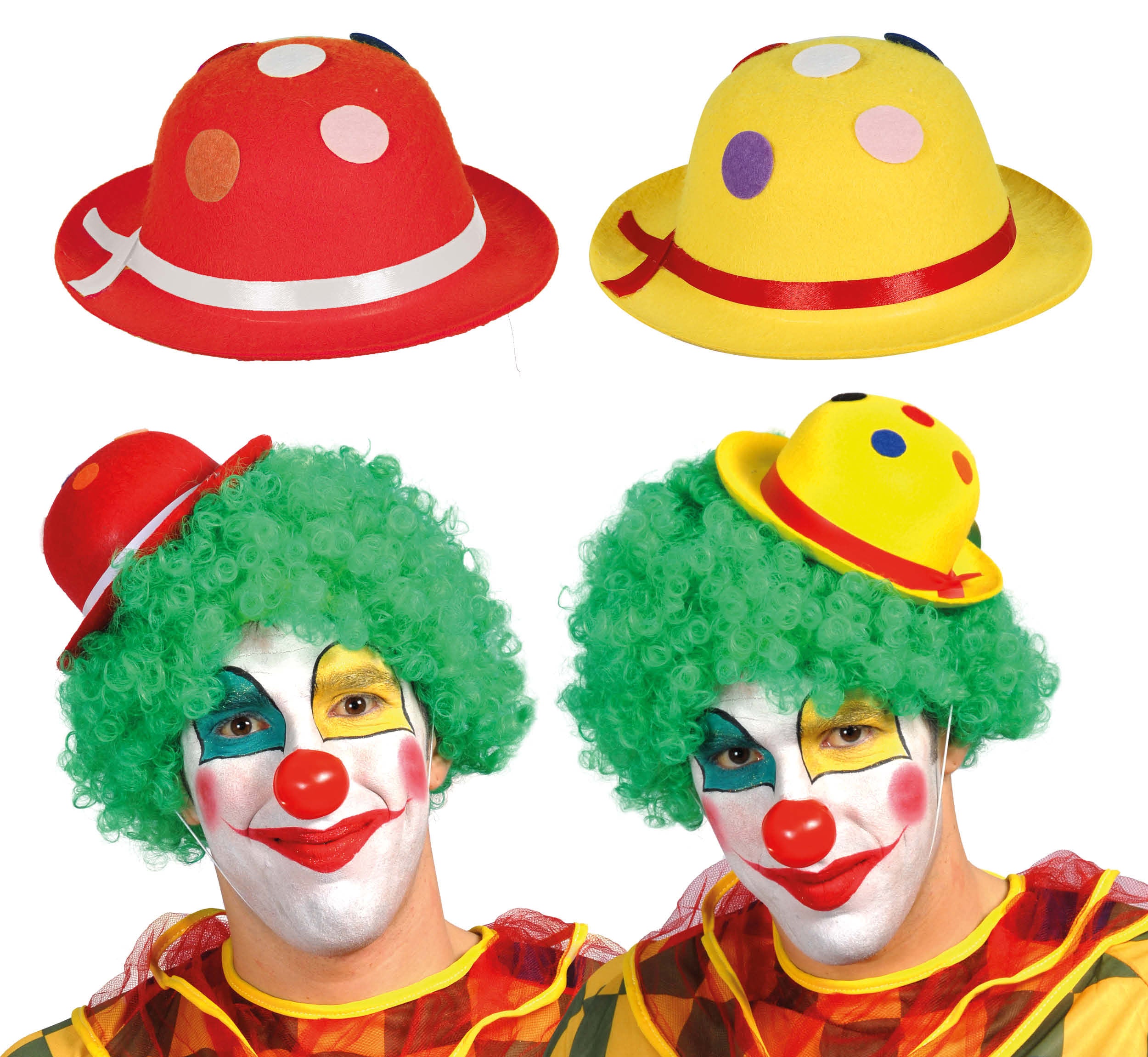 ASSORTED MINI FELT CLOWN BOWLER HATS