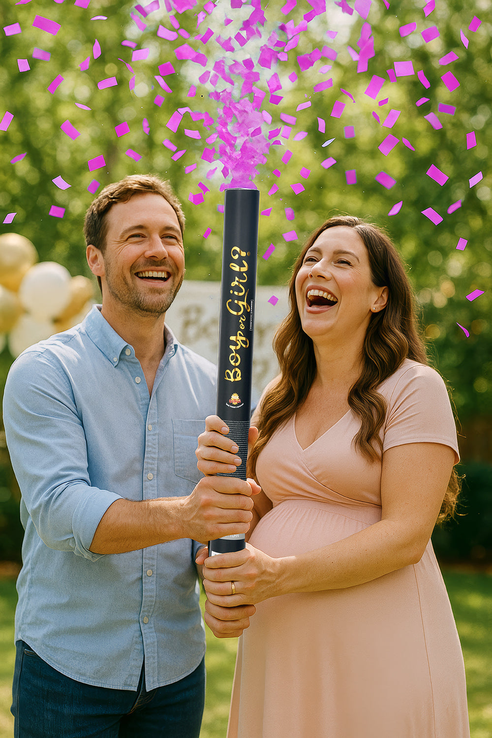 PINK CANNON CONFETTI IT'S A BOY OR GIRL 40 CM