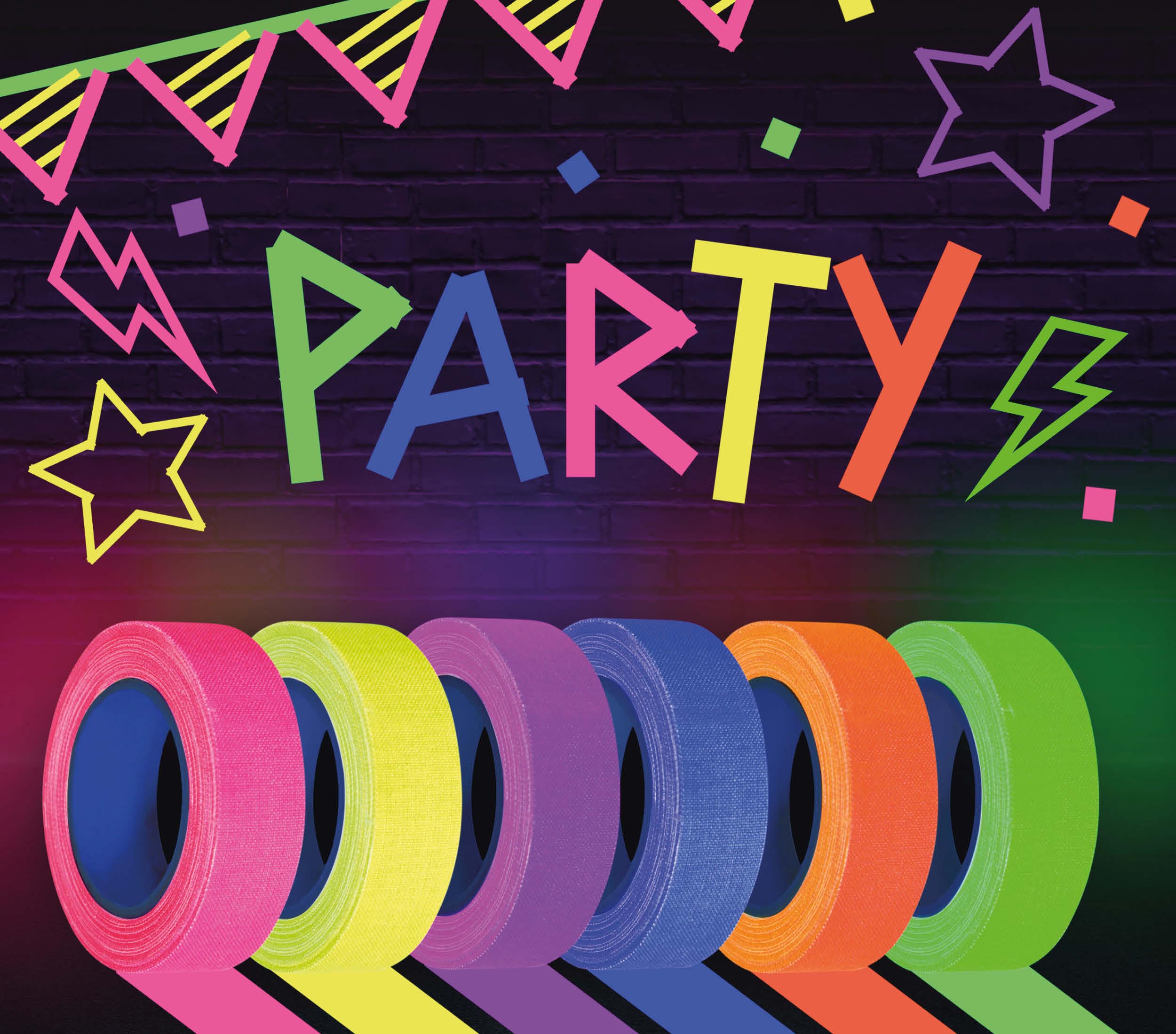 6 ROLLS OF COLORFUL NEON TAPE 5 M