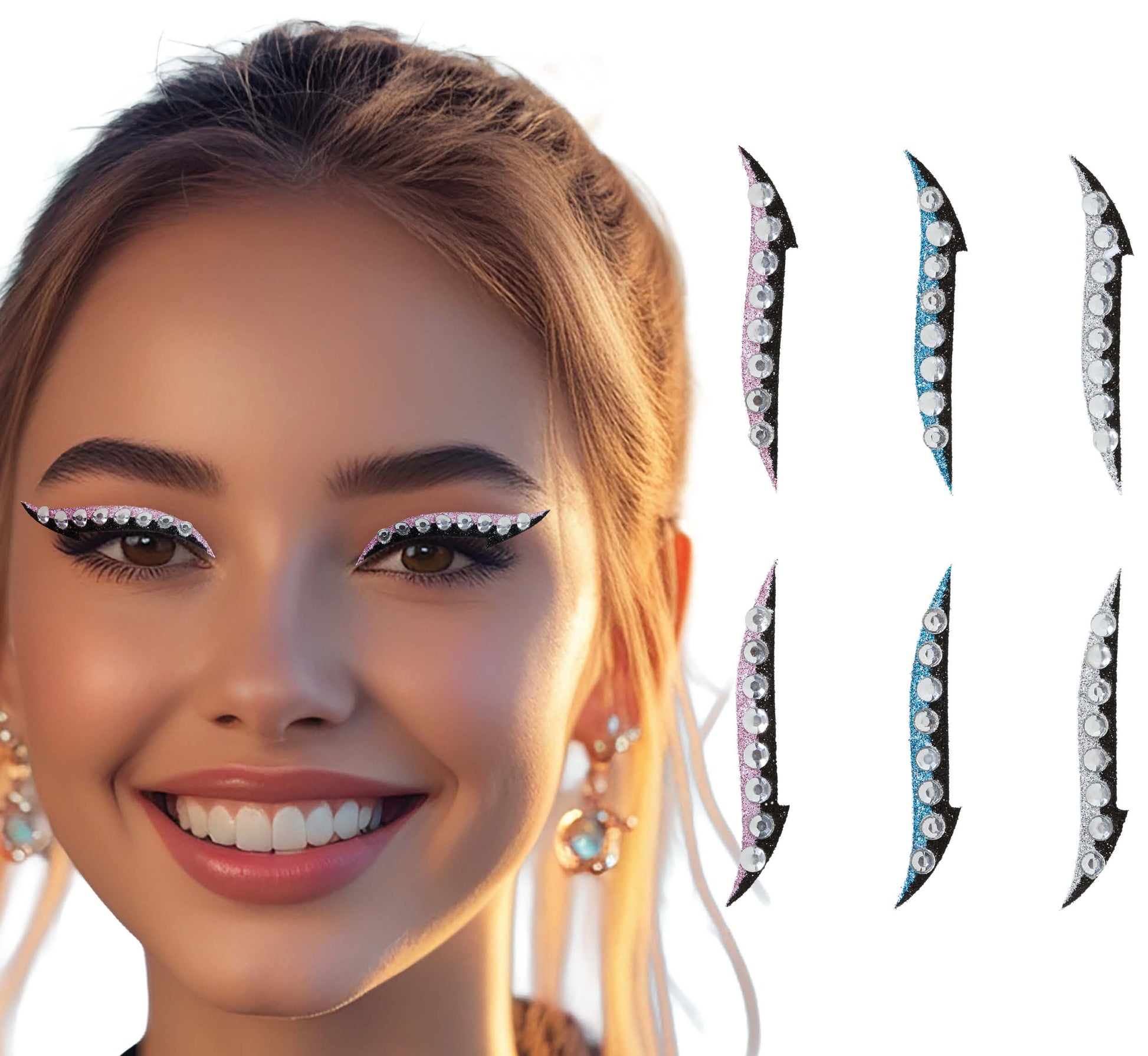 6 ADHESIVE CRYSTAL EYELINER STICKERS