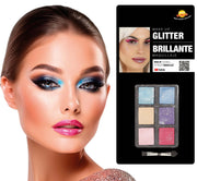 SET: 6 COLORS SHADOW WITH GLITTER AND BR