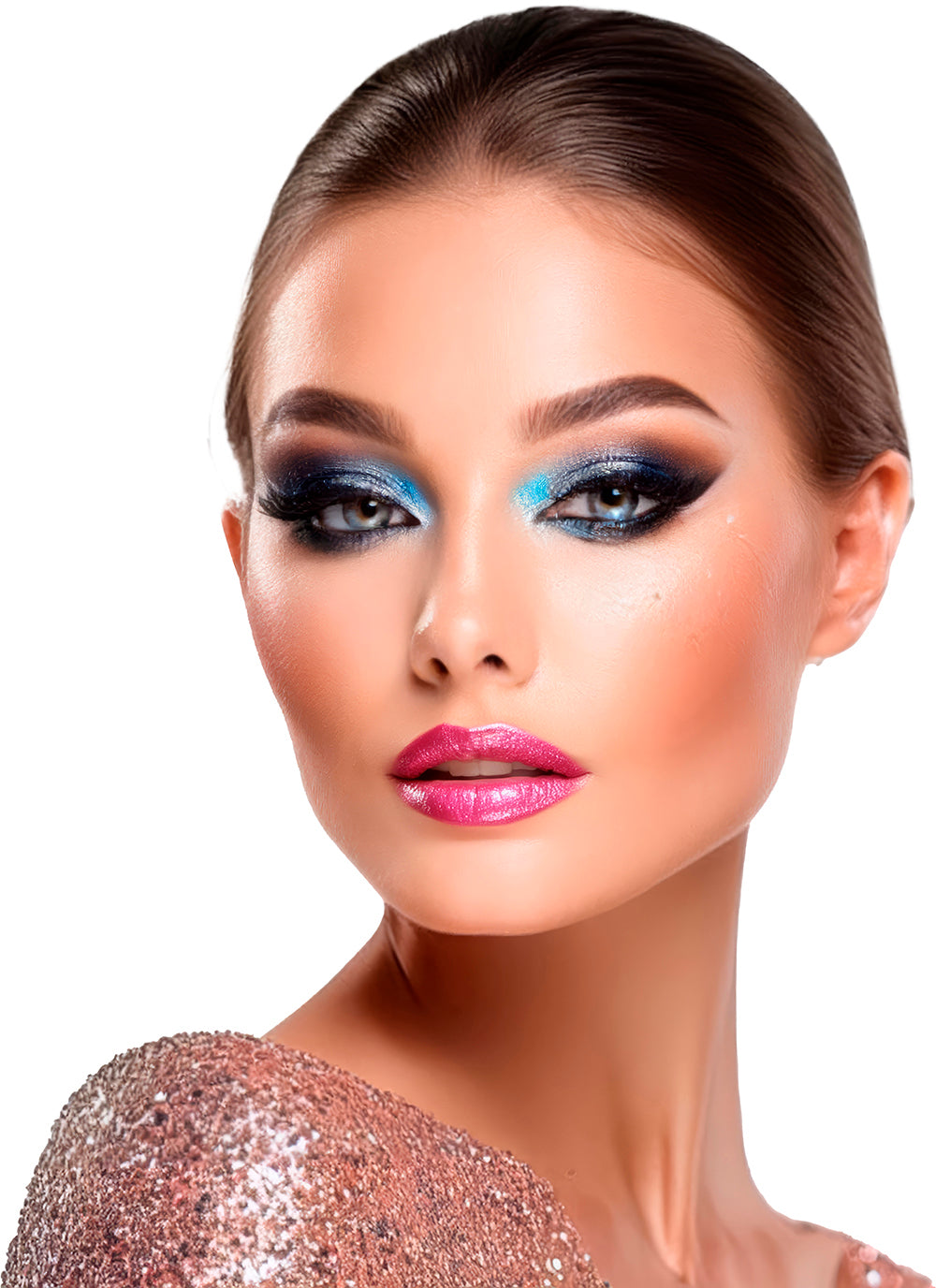 SET: 6 COLORS SHADOW WITH GLITTER AND BR