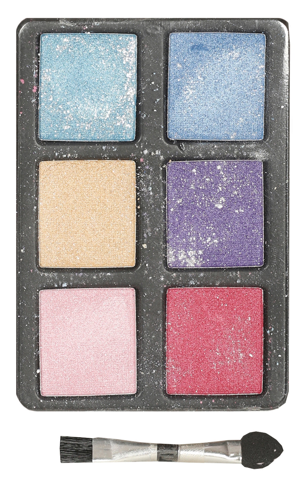 SET: 6 COLORS SHADOW WITH GLITTER AND BR