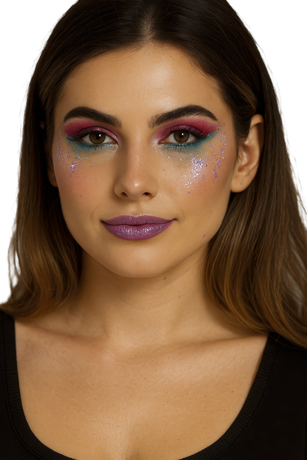 SET: 6 COLORS SHADOW WITH GLITTER AND BR