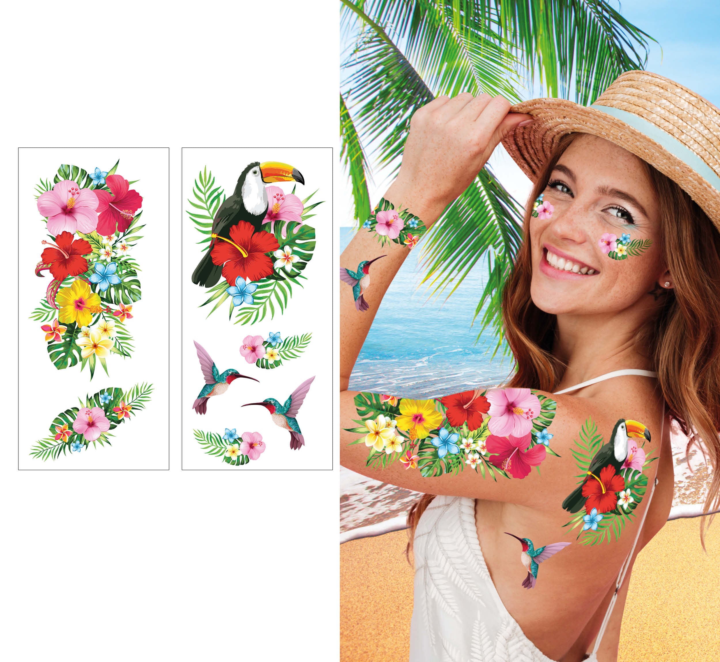 TROPICAL HAWAII TATTOOS, 14X30 CM