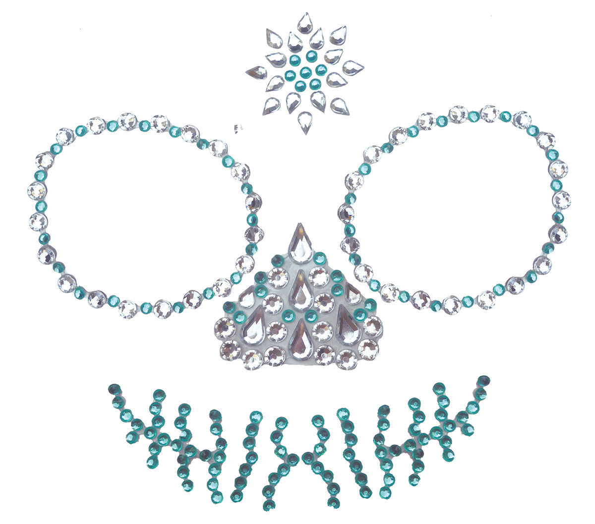 GREEN SKULL FACE GEMS ADHESIVE, 13X15 CM