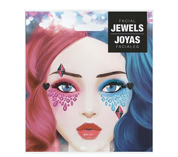 STICKER FACE JEWELS DANGEROUS, 13X15 CM