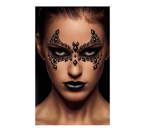 STICKER FACE JEWELS BAT, 13X15 CM