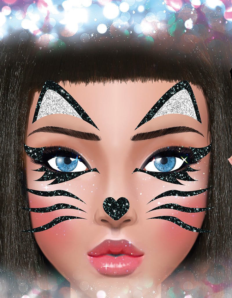 CAT FACE GLITTER, 13x15 CM