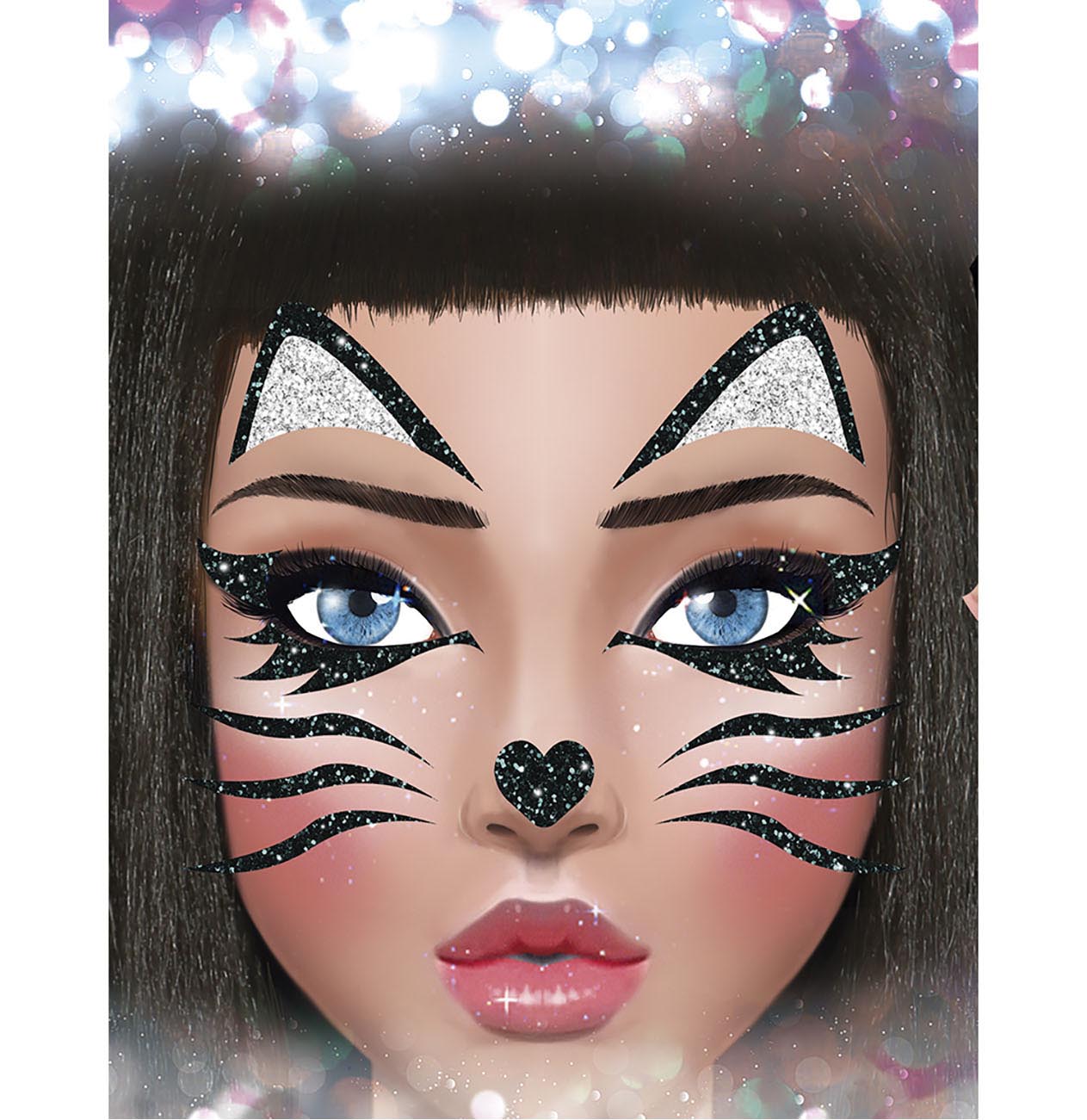CAT FACE GLITTER, 13x15 CM