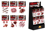 BOX OF 48 ASSORT. HALL. TATTOO DESIGNS, 8X8 CM