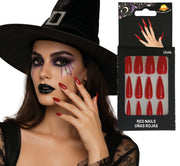 12 RED NAILS WITH GLUE
