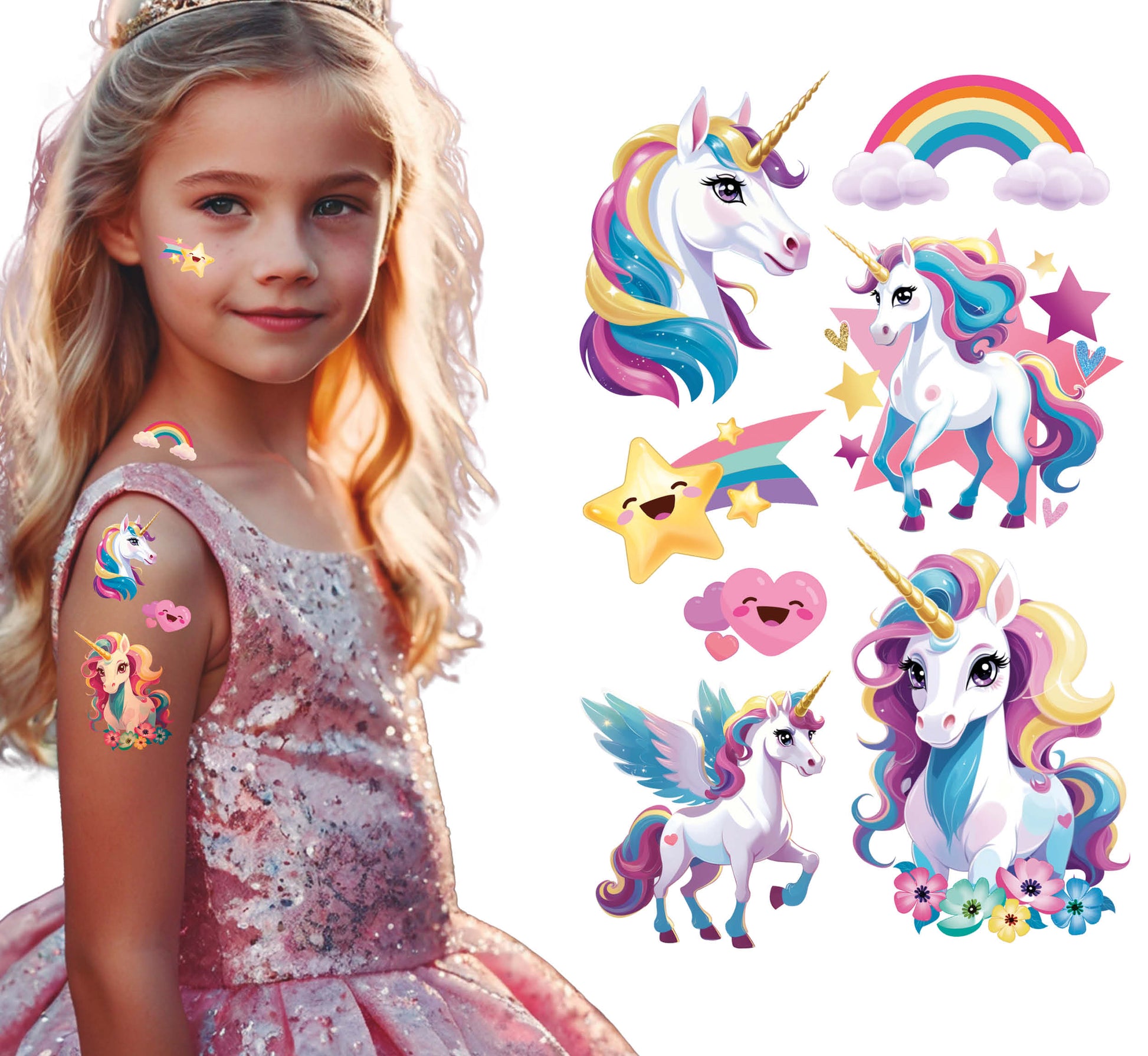 UNICORN TATTOO SHEET 14X30 CM