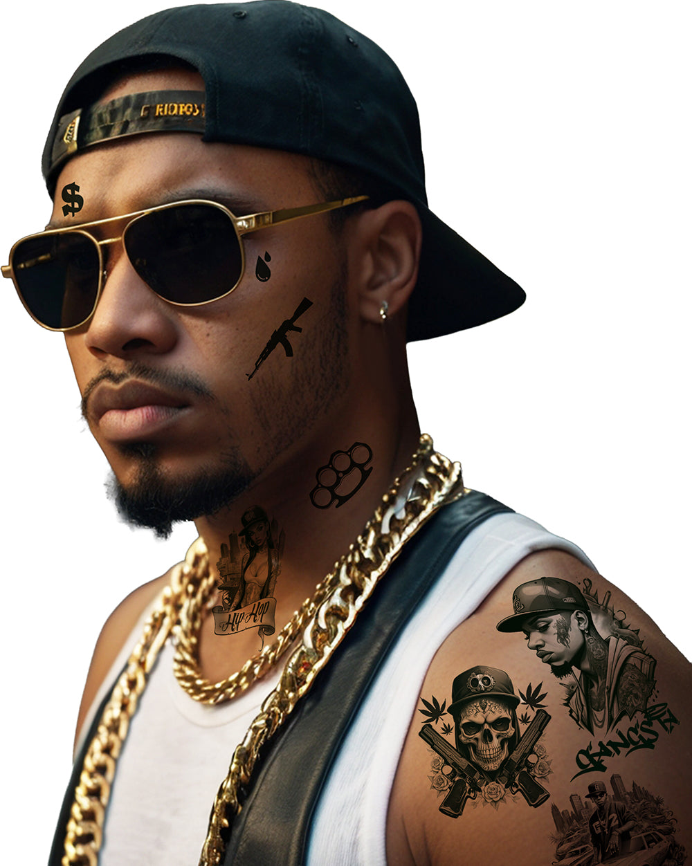 THUG LIFE TATTOO SHEET 14X30 CM