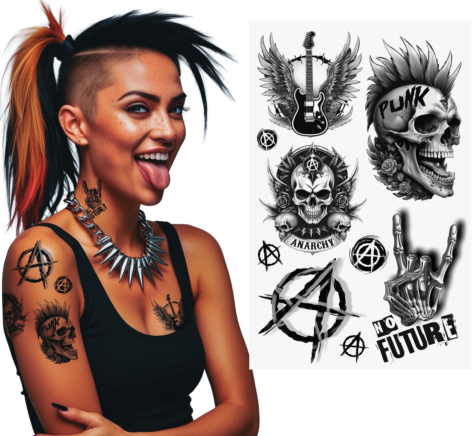 PUNK TATTOO SHEET 14X30 CM
