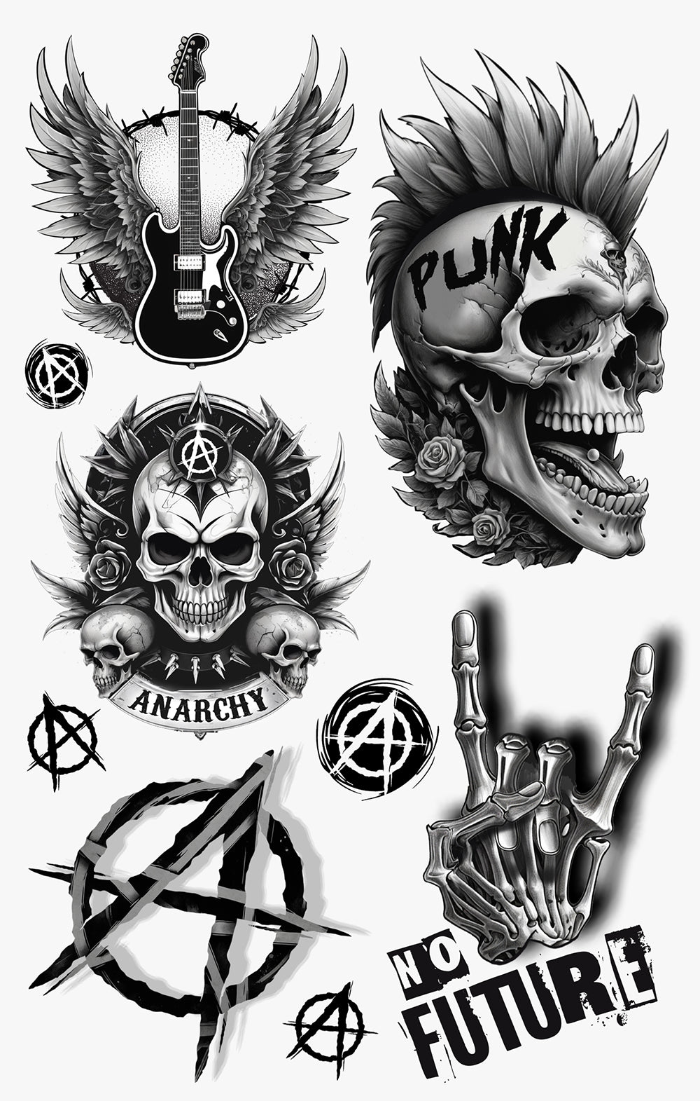 PUNK TATTOO SHEET 14X30 CM