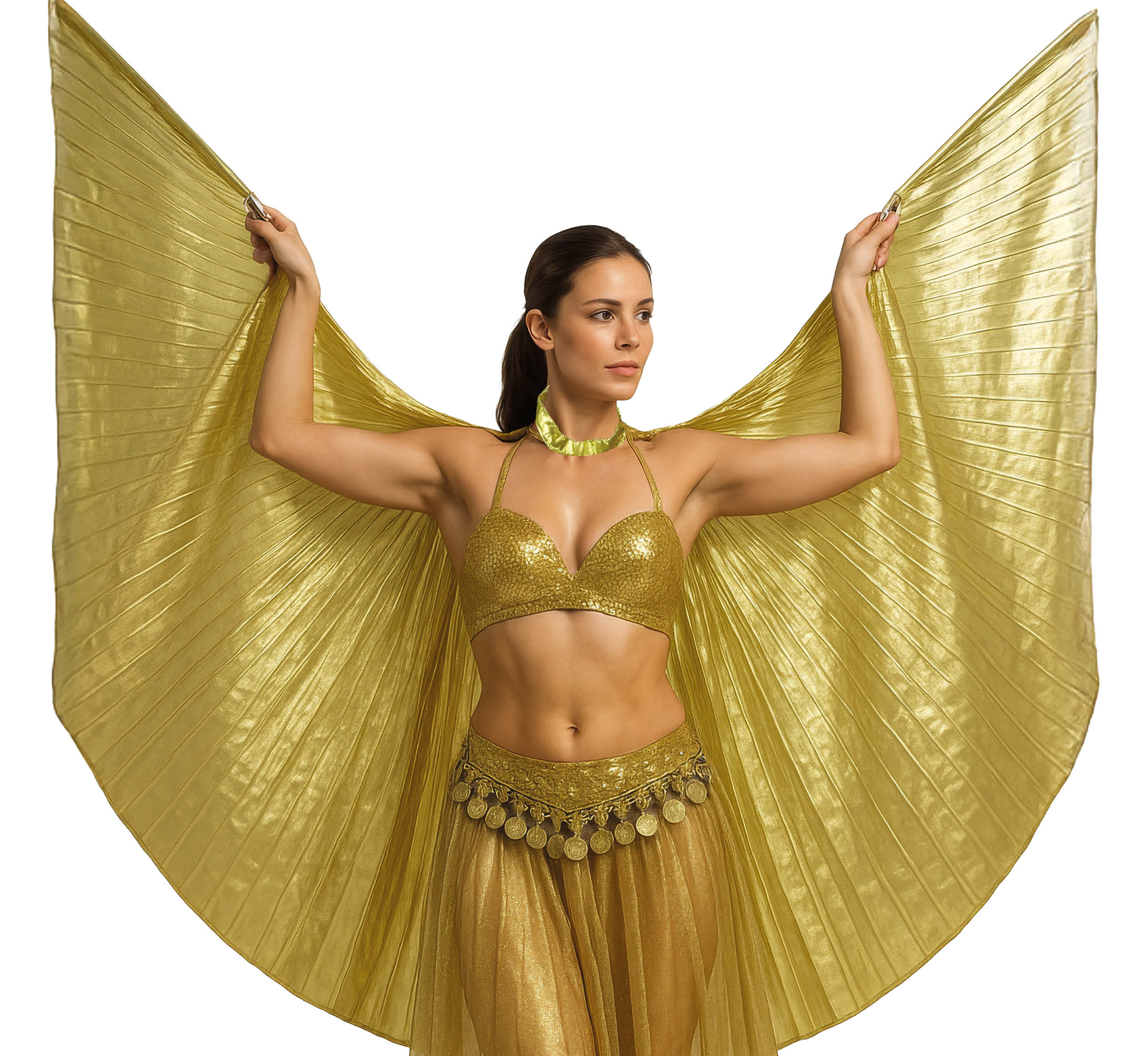 GOLD PLEATED CAPE 285 X 135 CMS
