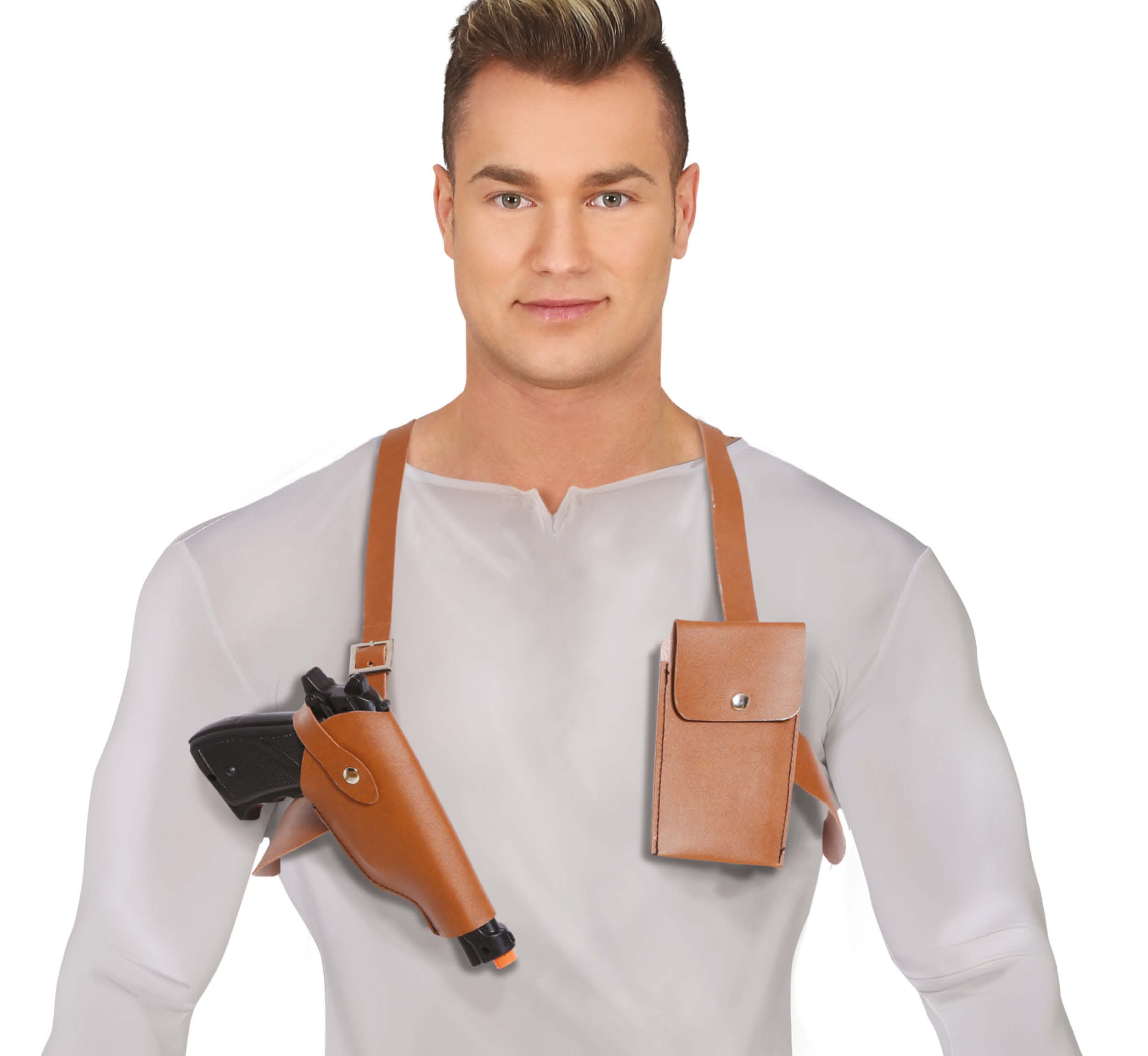 SADDLE BAG WITH GUN, POUCH AND POCKET