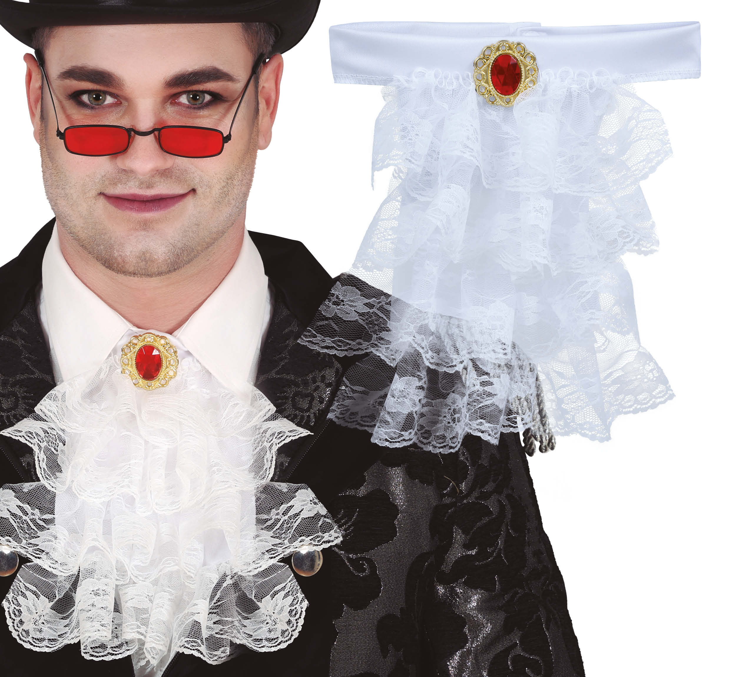WHITE LACE JABOT