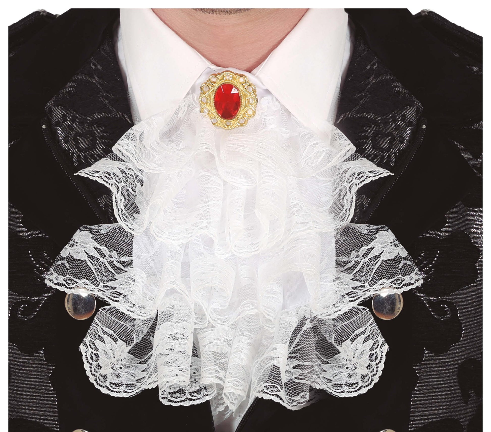 WHITE LACE JABOT