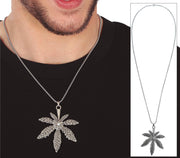 METALLIC MARIJUANA NECKLACE