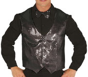 SEQUIN WAISTCOAT BLACK ADULT