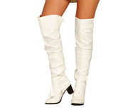 PAIR OF WHITE BOOT COVERS, 60 CMS