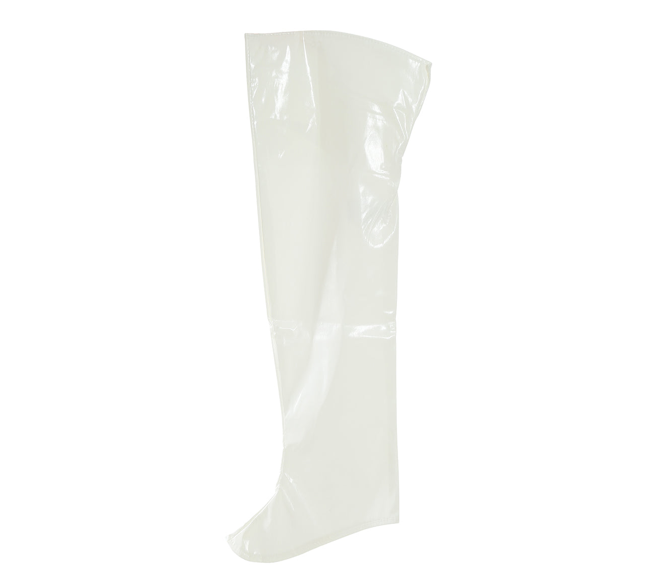 PAIR OF WHITE BOOT COVERS, 60 CMS