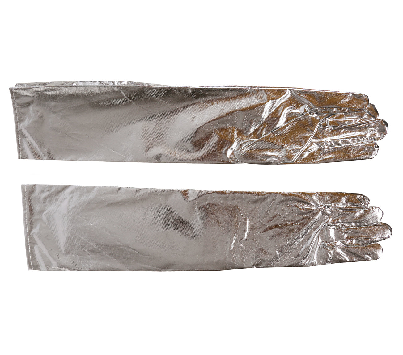 METALLIZED GLOVES, 44 CM, SILVER