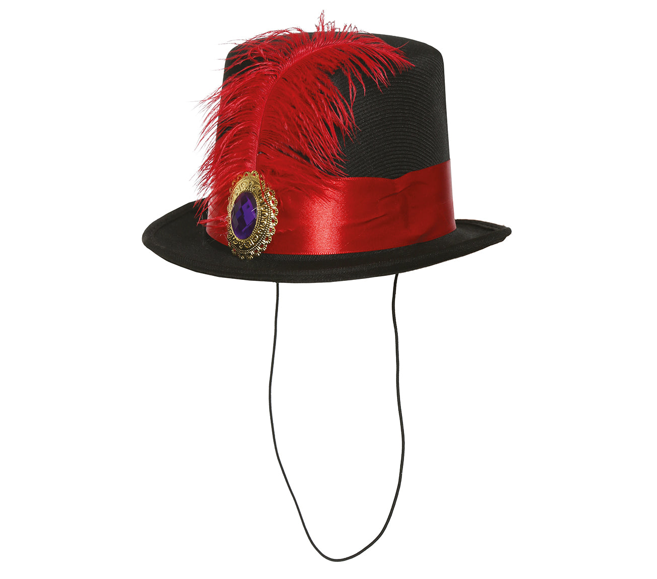 RED FEATHERED MINIHAT TOP HAT