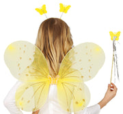 SET YELLOW WINGS 52X37 CM WITH TIARA AND WAN
