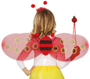 LADYBUG WINGS 78X26 CM WITH TIARA AND WA