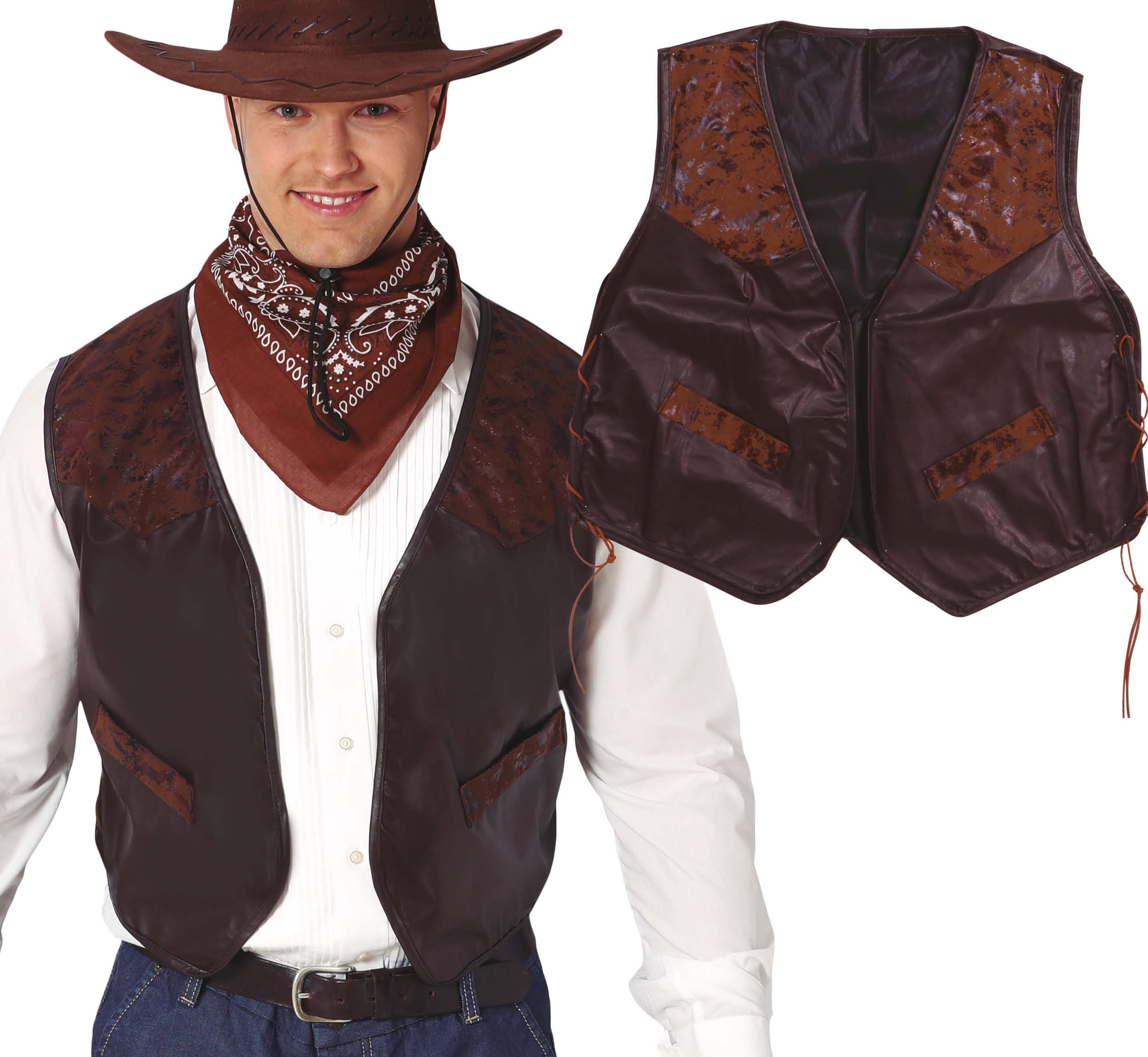 BROWN LEATHER LIKE SKIN VEST