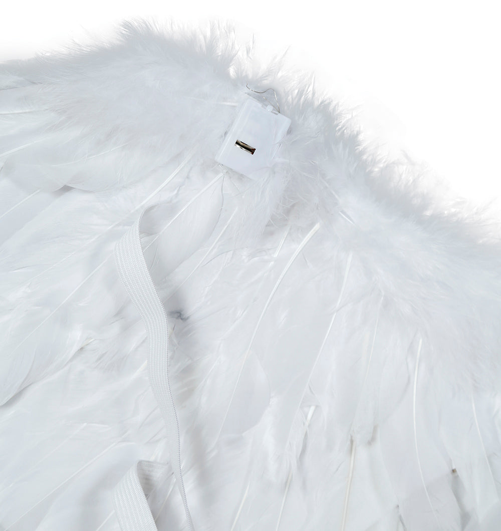 WHITE FEATHER WINGS WITH LIGHT 80X40 CM
