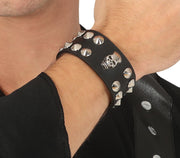 BLACK SKULL WRISTBAND LEATHER LIKE SKIN