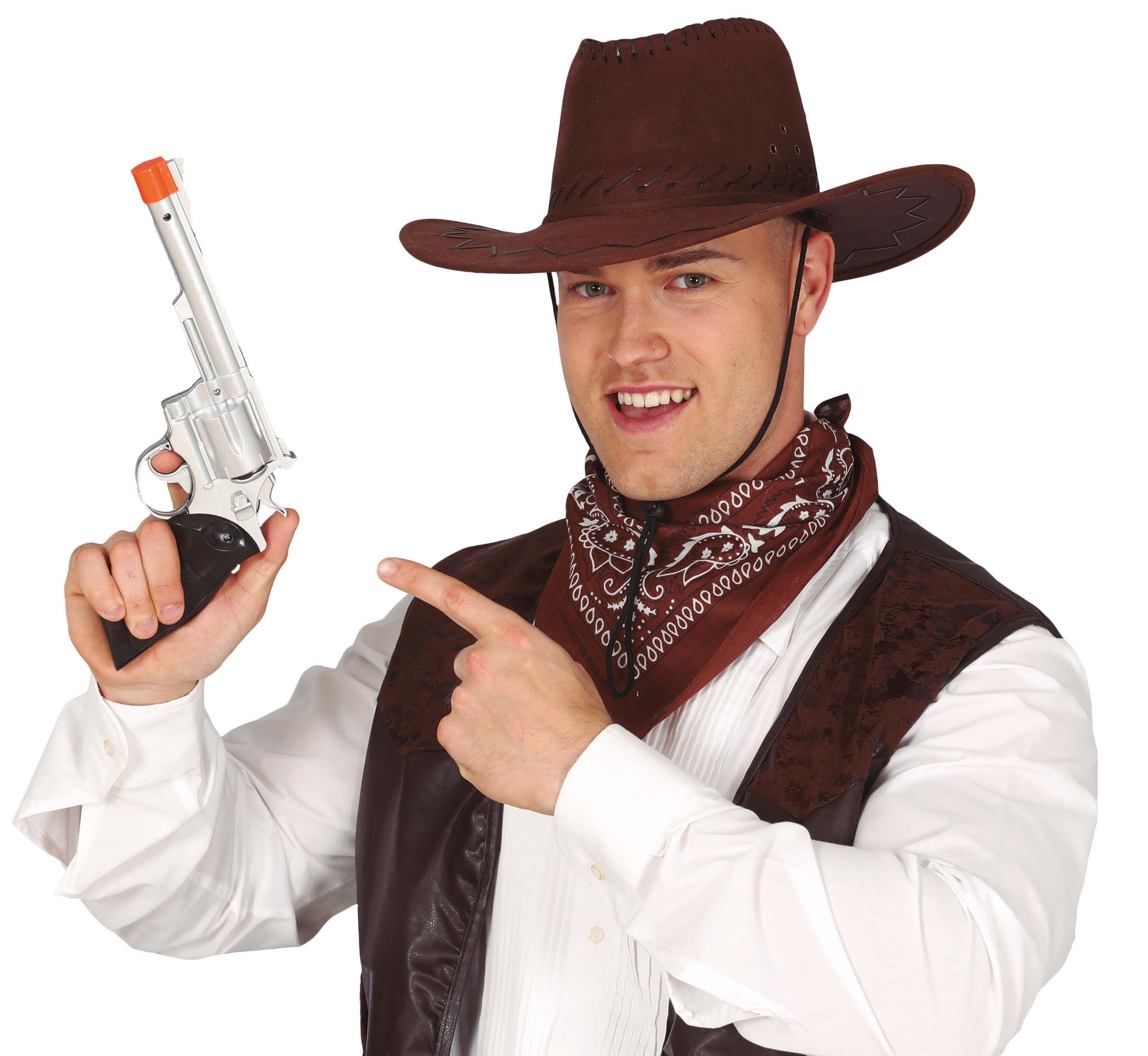 SILVER COWBOY GUN 32 CMS