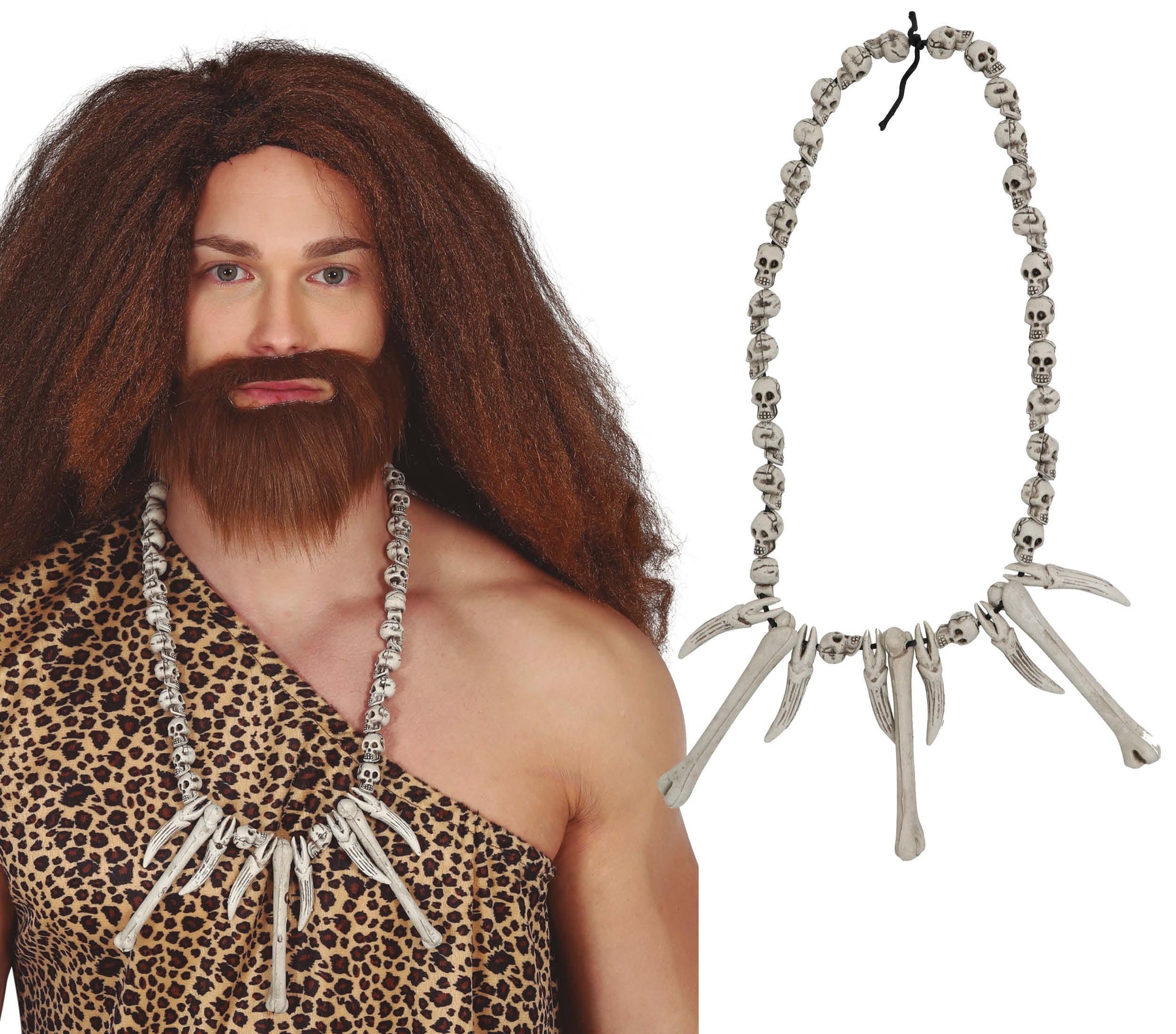 NECKLACE CAVEMAN WITH SKULL AND CROSSBONES