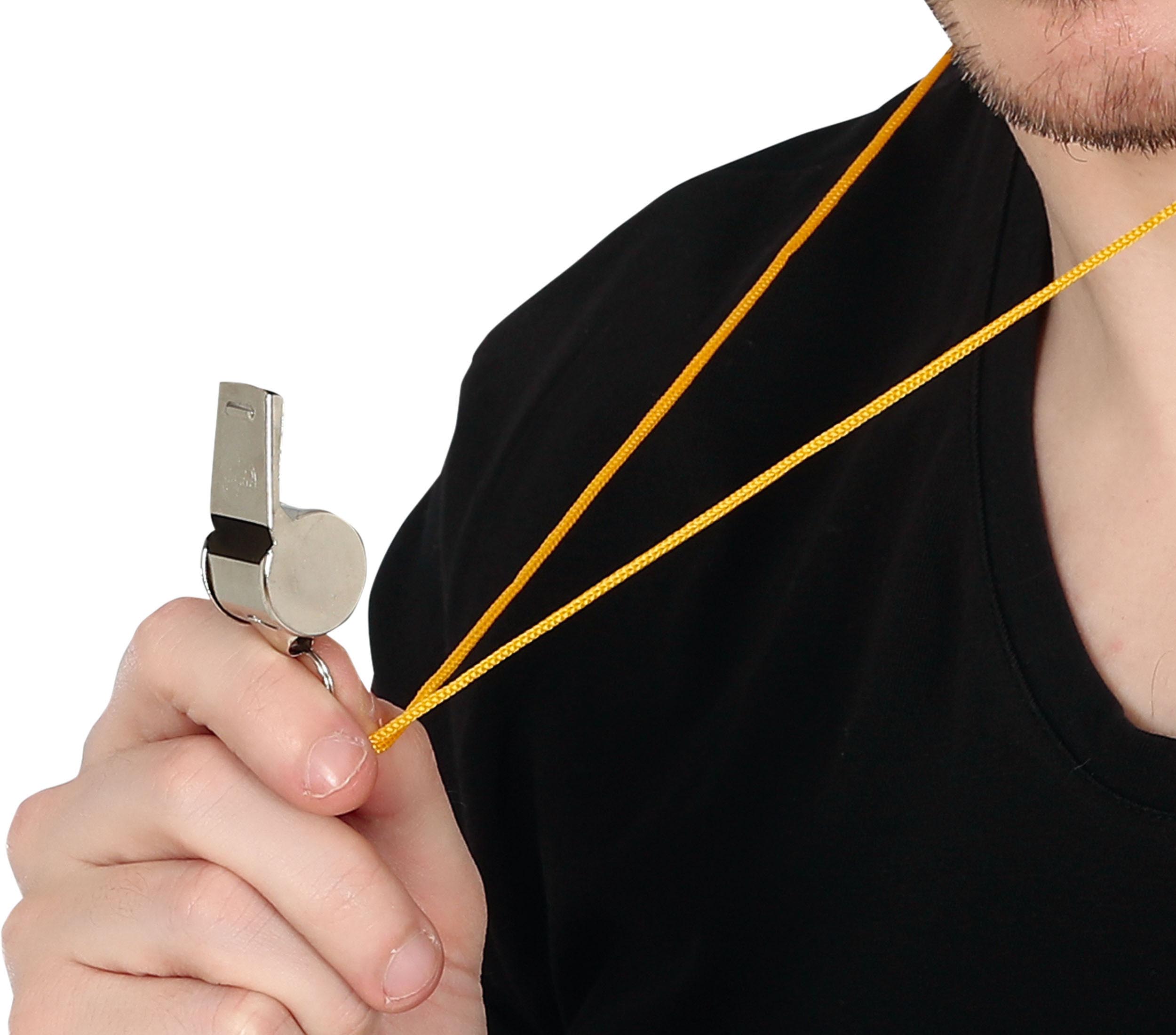 4 METAL WHISTLE WITH ROPE