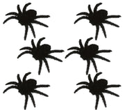 SET OF 6 HAIRY BLACK SPIDERS 6 CMS