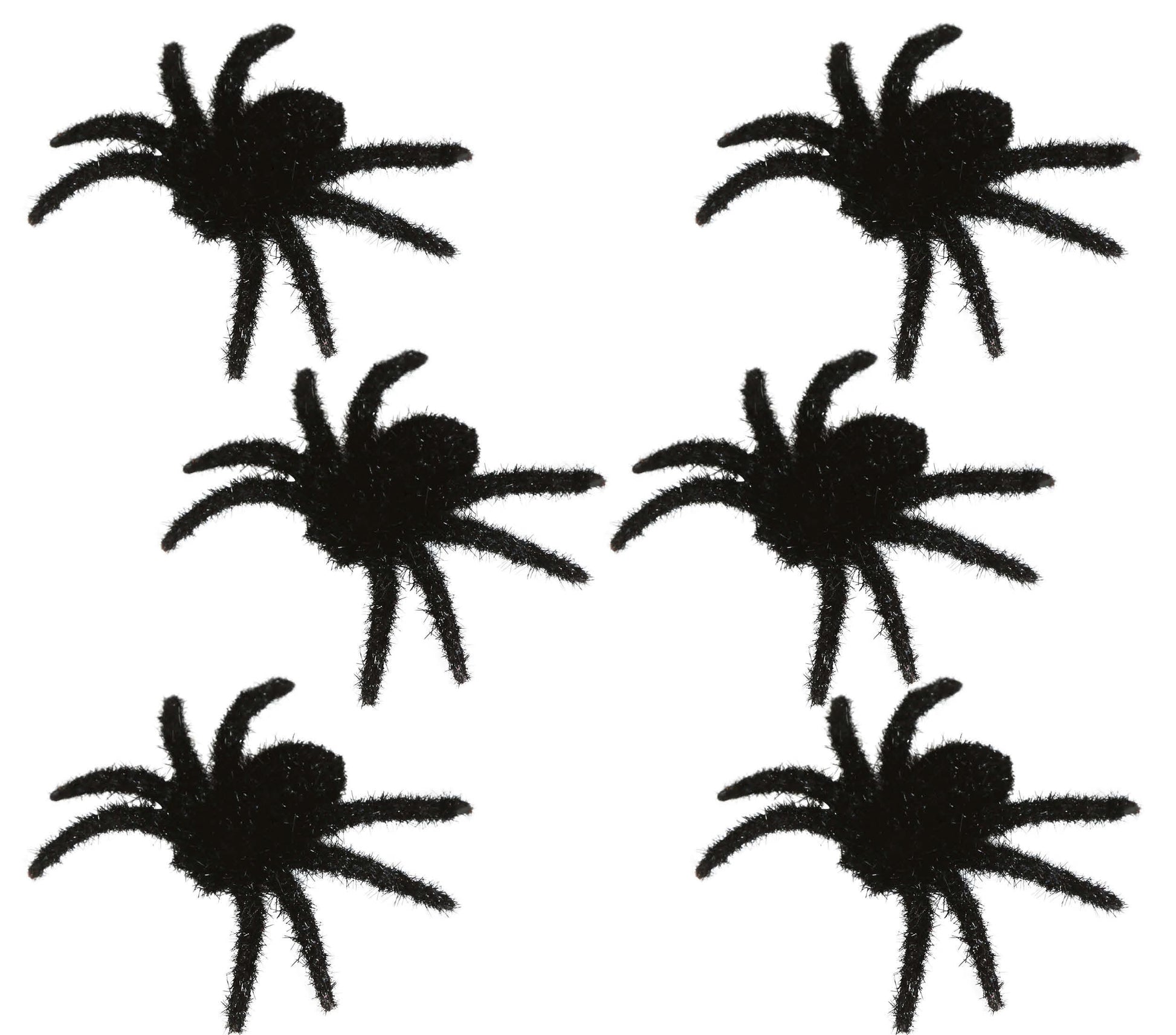 SET OF 6 HAIRY BLACK SPIDERS 6 CMS