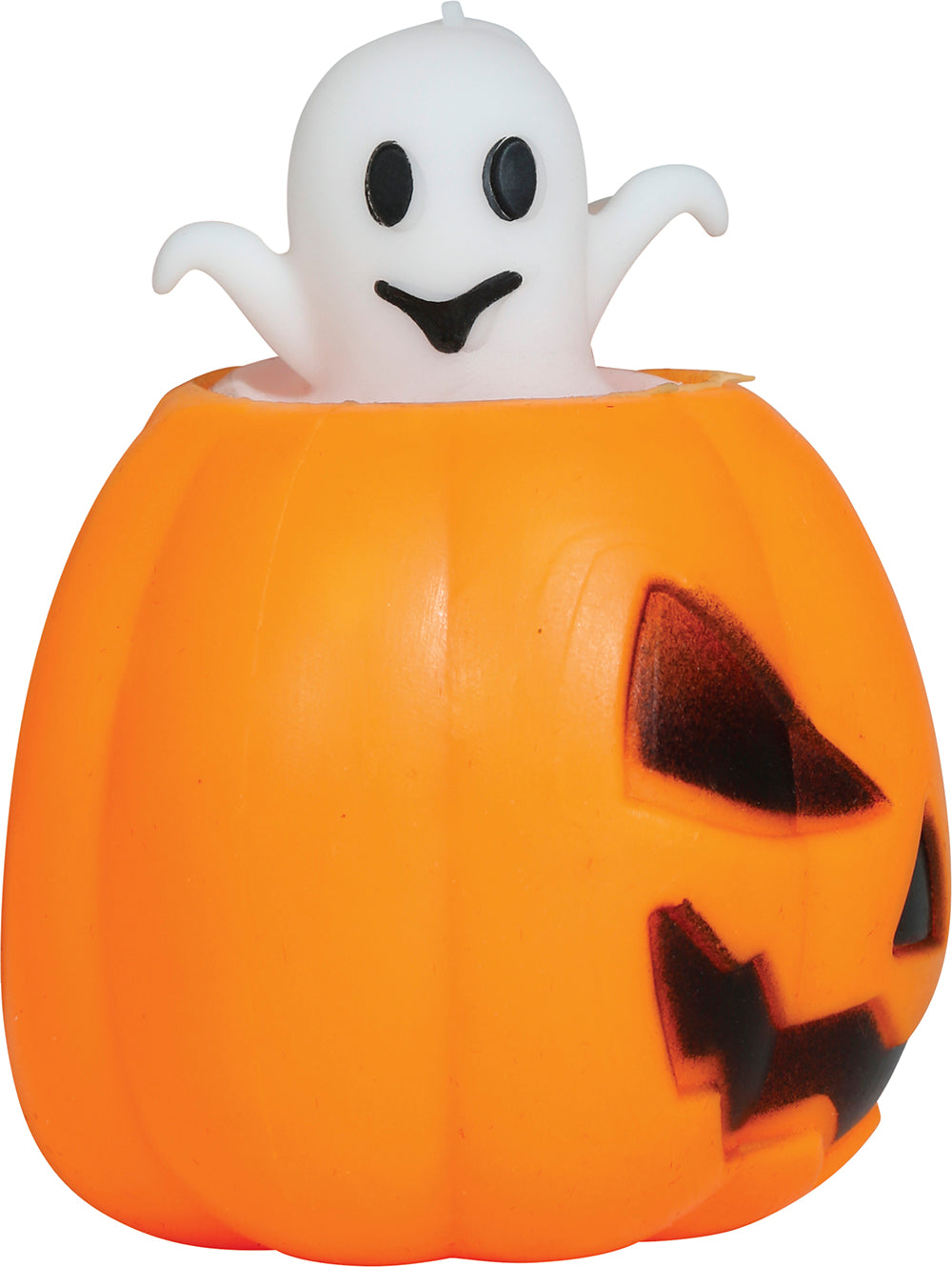BOX OF 12 RUBBER PUMPKINS WITH GHOST 5 CMS