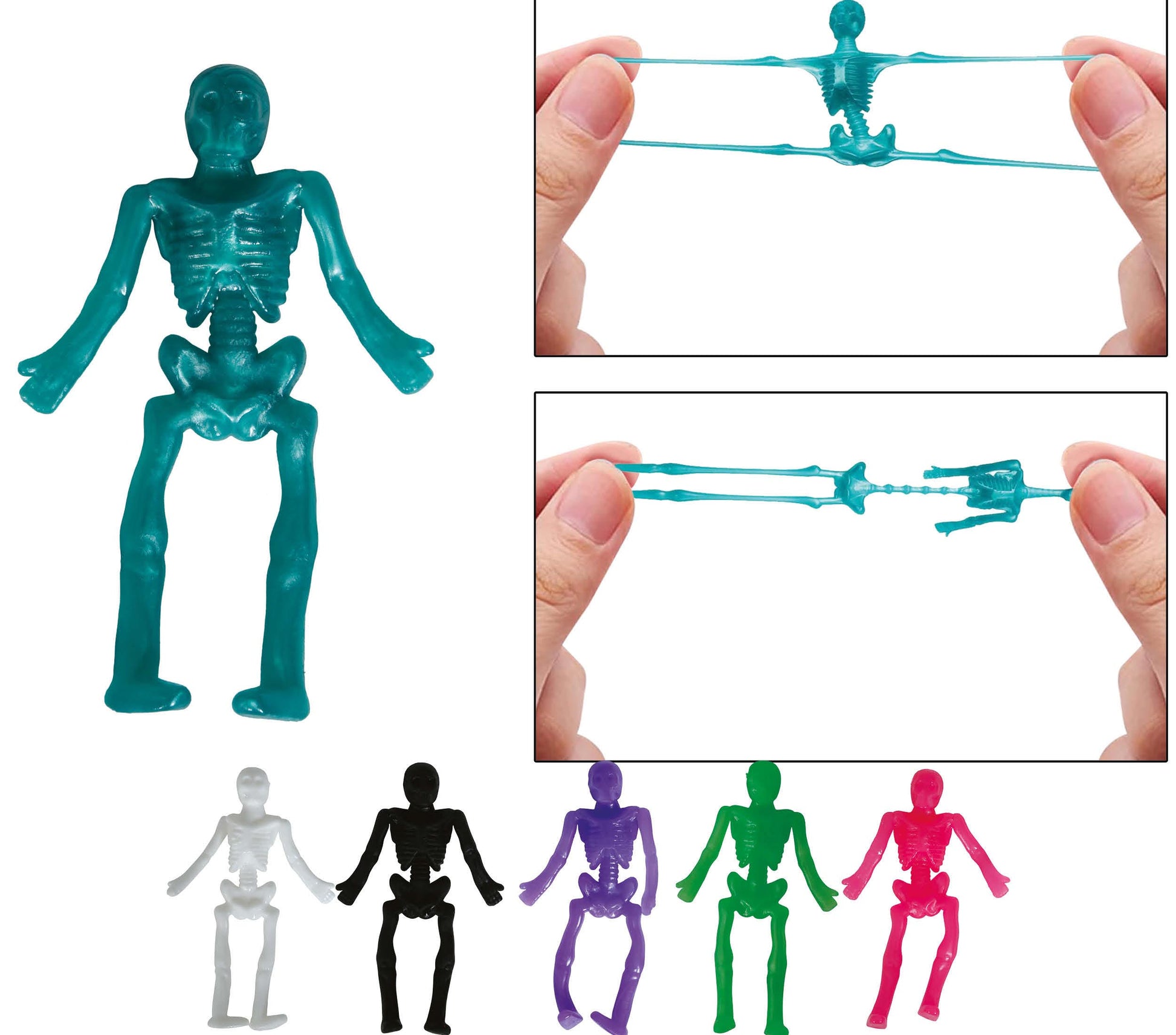 BOX OF 24 STRETCH SKELETONS 10 CM