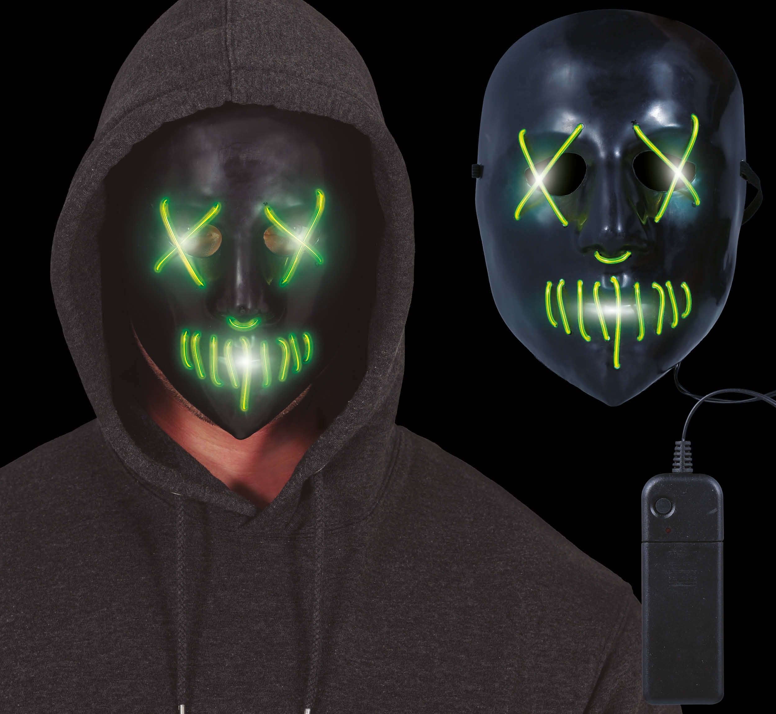 BLACK MASK WITH LIGHT, PVC