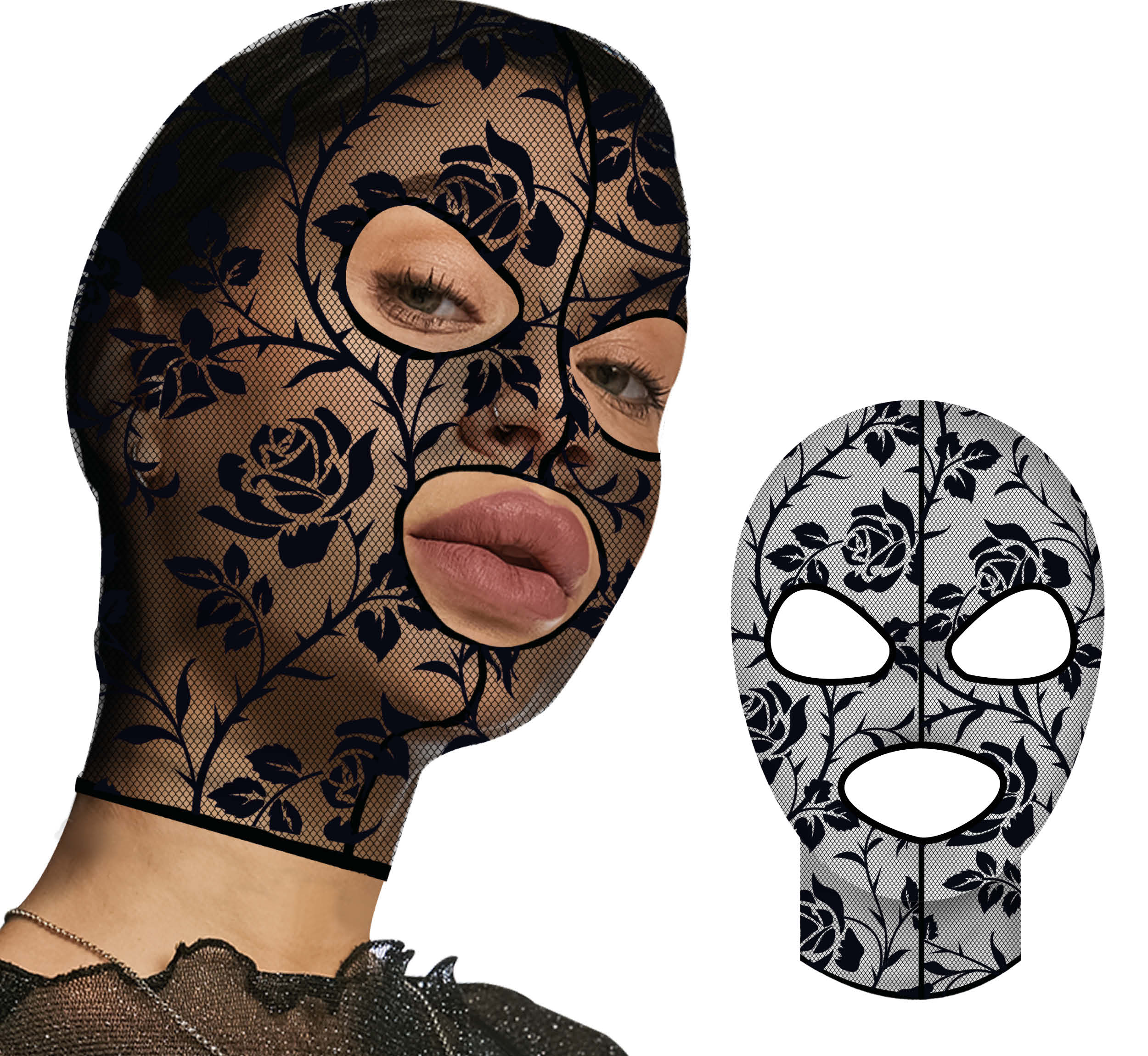 LACE FABRIC FLOWERS HOOD