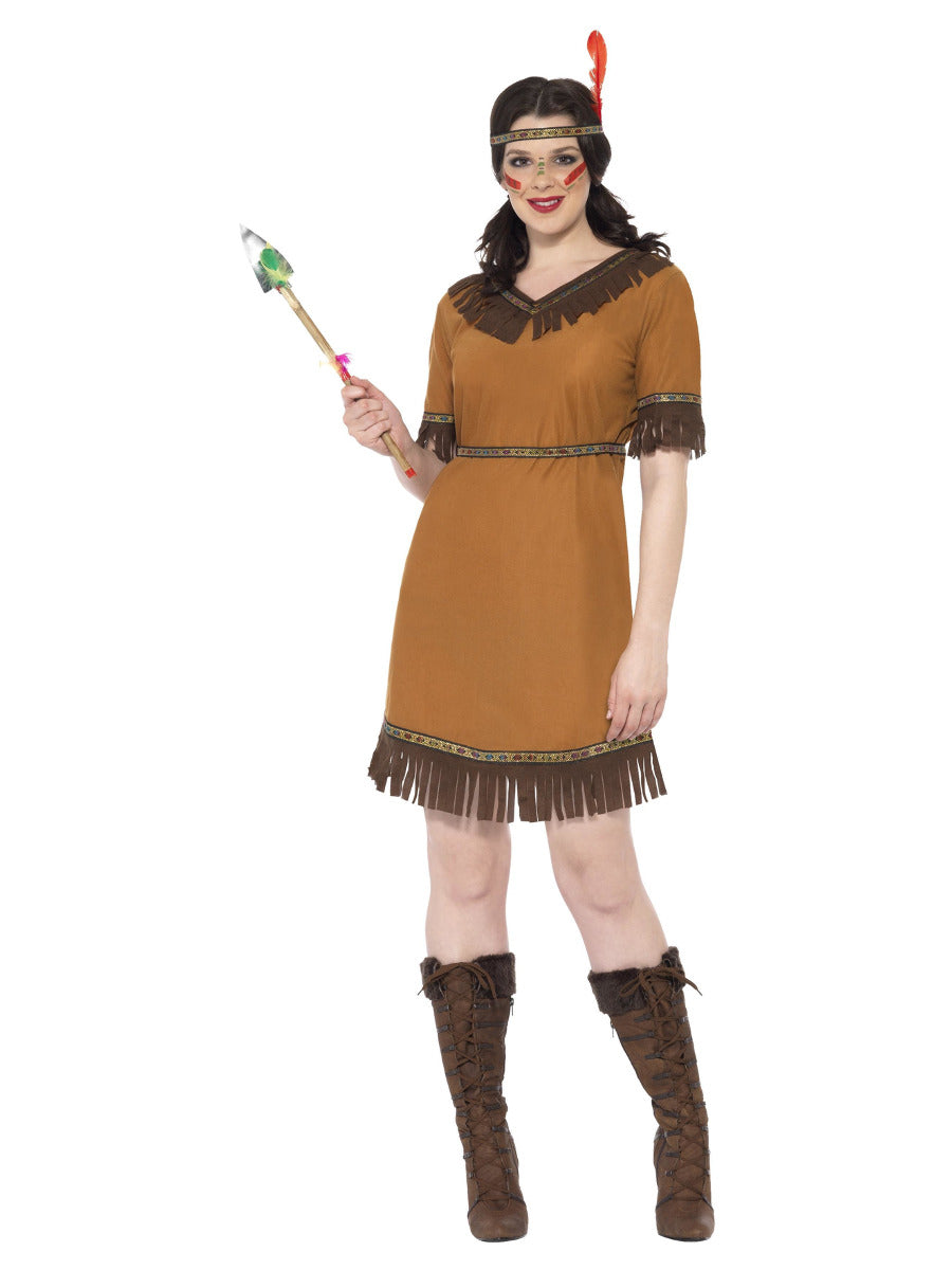 Native American Inspired Maiden Costume, Brown - 1