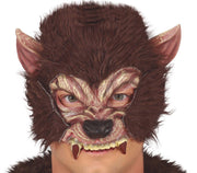 HALF MASK WOLF WITH HAIR, LATEX