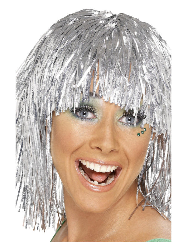 Cyber Tinsel Wig, Silver - 2
